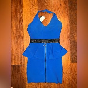 Bebe Blue Bandage Peplum Dress XS